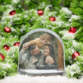 Happy Place Simple Modern Script 2 Family Photo Sneeuwbol (Kerstmis)