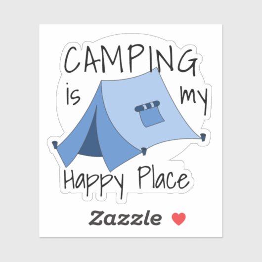 Happy Place Tent Camping Vinyl Sticker (Vel)