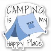 Happy Place Tent Camping Vinyl Sticker (Voorkant)