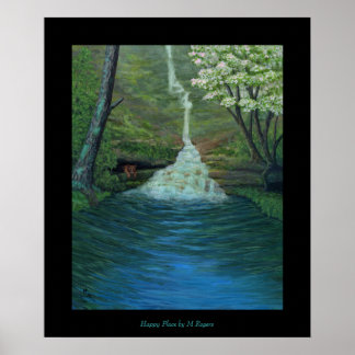 Happy Place - Waterfall Painting Poster