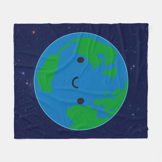 Happy Planet Earth Fleece Deken (Voorkant (Horizontaal))