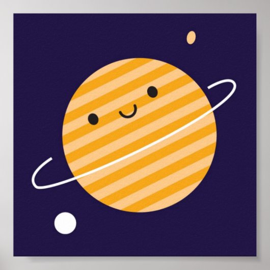 Happy Planet in Space Poster (Voorkant)
