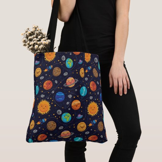 Happy Planets Canvas tas (Dichtbij)