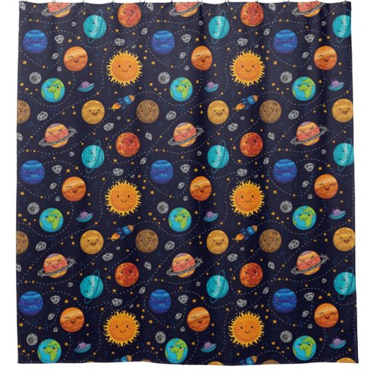 Happy Planets Douchegordijn (Voorkant)