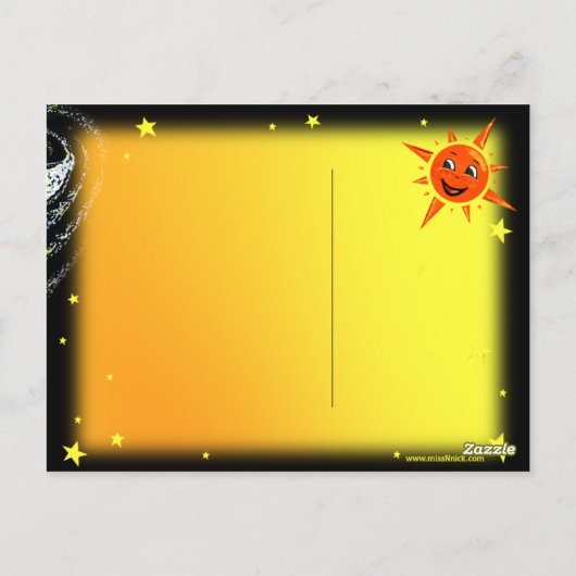 Happy Planets en Space Briefkaart (Achterkant)