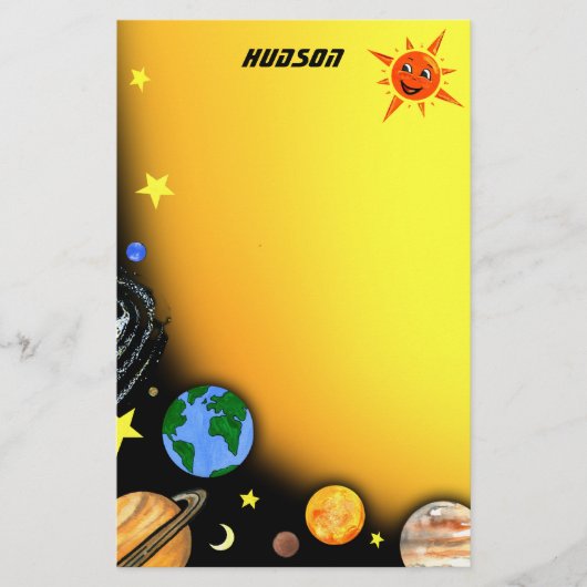 Happy Planets en Space Briefpapier (Voorkant)