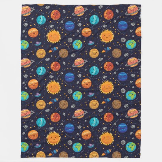 Happy Planets Fleece Blanket (Voorkant)