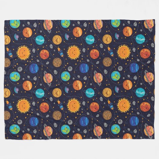 Happy Planets Fleece Blanket (Voorkant (Horizontaal))