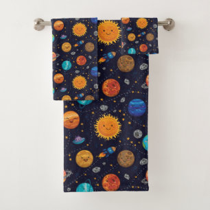 Happy Planets handdoekset Bad Handdoek
