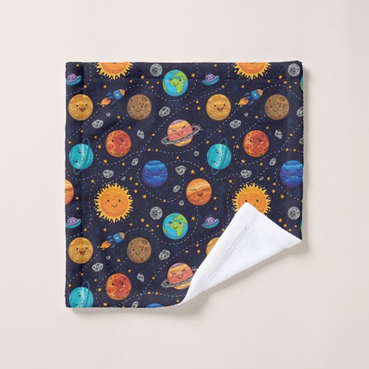 Happy Planets handdoekset Bad Handdoek (Wasdoekje)