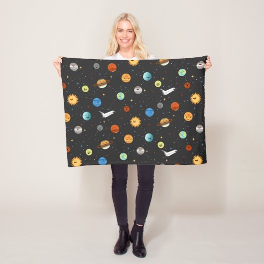 Happy Planets in de buitenruimte Fleece Deken (In situ)