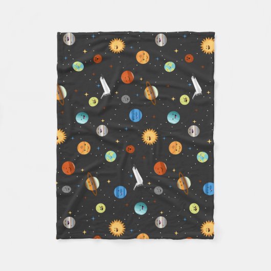 Happy Planets in de buitenruimte Fleece Deken (Voorkant)