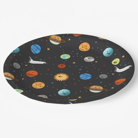 Happy Planets in de buitenruimte Papieren Bordje (Gekanteld)
