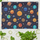 Happy Planets Keukenhanddoek (Gevouwen)