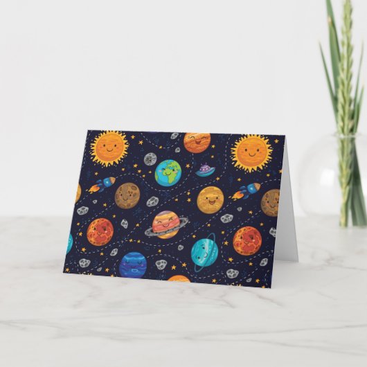 Happy Planets Wenskaart (Blank) Bedankkaart (Voorkant)