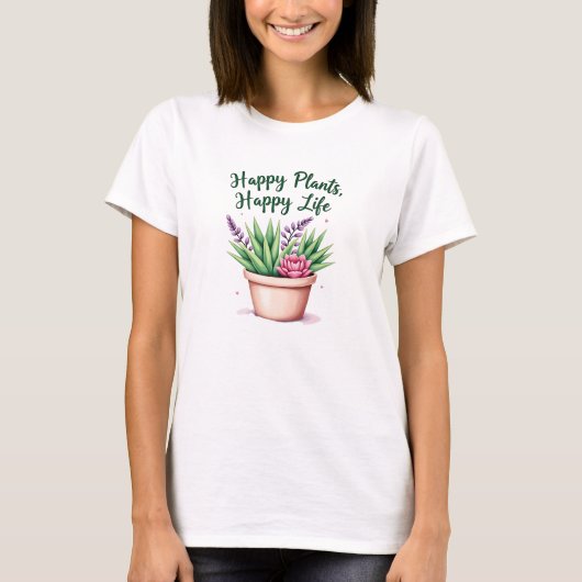 Happy Planten, Happy Life - Minimalistisch Plant b T-shirt (Voorkant)