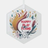 Happy Play Flame Design Glas Ornament (Voorkant)