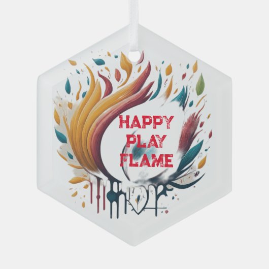 Happy Play Flame Design Glas Ornament (Voorkant)