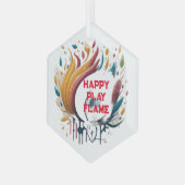 Happy Play Flame Design Glas Ornament (Voorkant links)