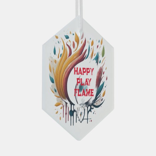 Happy Play Flame Design Glas Ornament (Voorkant Rechts)
