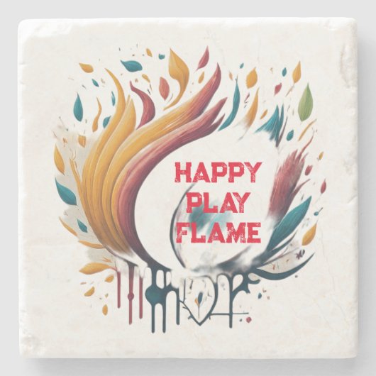 Happy Play Flame Stenen Onderzetter (Voorkant)