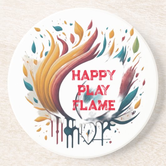 Happy Play Flame Zandsteen Onderzetter (Voorkant)
