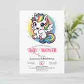 Happy Playful eenhoorn Baby shower Kaart (Staand voorkant)