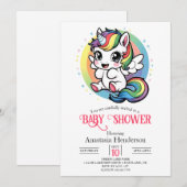 Happy Playful eenhoorn Baby shower Kaart (Voorkant / Achterkant)