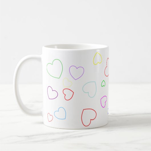 Happy Playful en Colorful Hearts Mok (Links)