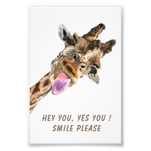 Happy Playful Giraffe Custom Tekst Grappig Poster