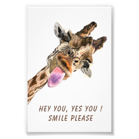 Happy Playful Giraffe Custom Tekst Grappig Poster (Voorkant)
