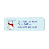 Happy Polar Beer in rode sjaal, kerst Cartoon Etiket (Voorkant)