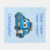 Happy Police Car, Personalized Toddler  Fleece Deken (Voorkant (Horizontaal))