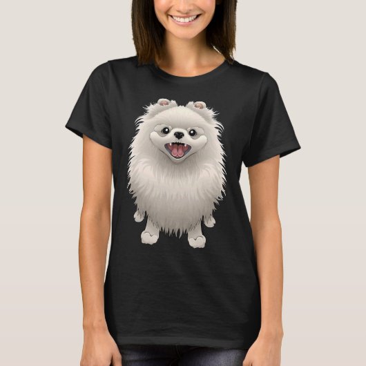 Happy Pomeranian (White Fur Version) T-shirt (Voorkant)