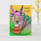 Happy Pongal, gedecorreerde koe, pongal Rice, Suga Kaart (Gele Bloem)