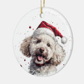 Happy Poodle Dog Christmas Personalized Keramisch Ornament (Links)