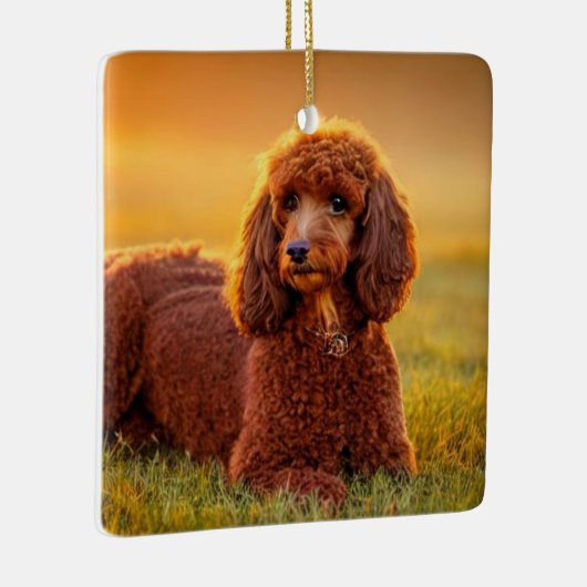 Happy Poodle Keramisch Ornament (Rechts)