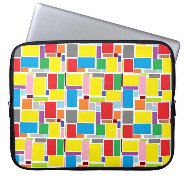 Happy Positive Vibes Blocks Laptop Sleeve (Voorkant)
