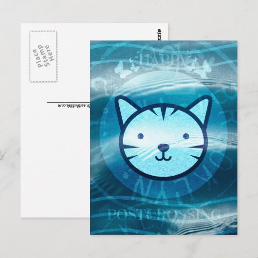 Happy Postcrossend Kat Briefkaart (Voorkant / Achterkant)