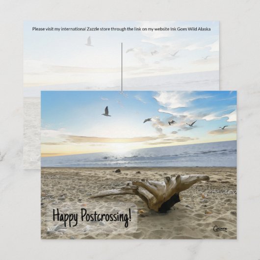 Happy Postcrossing Beach - Briefkaart (Voorkant / Achterkant)