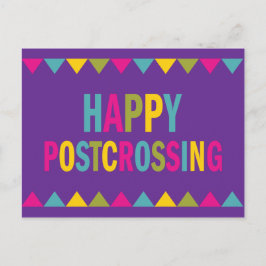 Happy Postcrossing in heldere kleuren Briefkaart