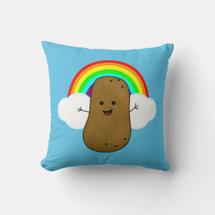 Happy Potato en een regenboog Kussen