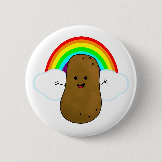 Happy Potato en een regenboog Ronde Button 5,7 Cm (Voorkant)