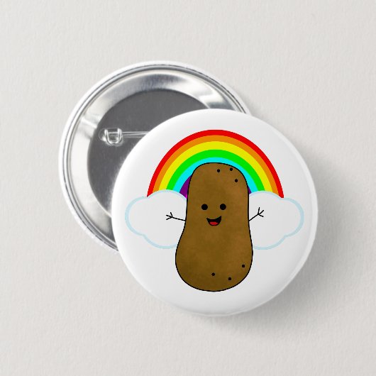 Happy Potato en een regenboog Ronde Button 5,7 Cm (Voorkant /achterkant)