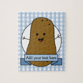 Happy Potato Gepersonaliseerde Blauwe Gingham Legpuzzel (Verticaal)