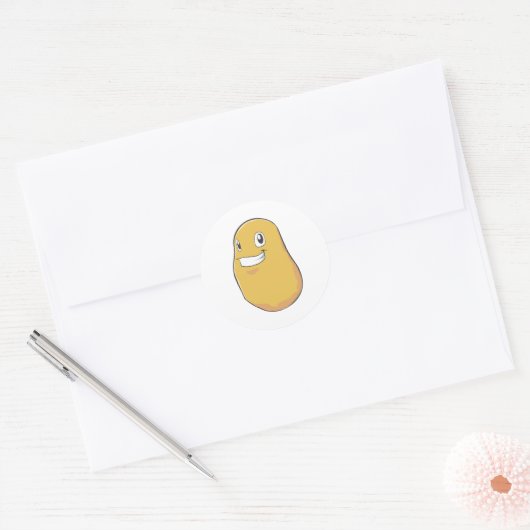 Happy Potato glimlachen Ronde Sticker (Envelop)