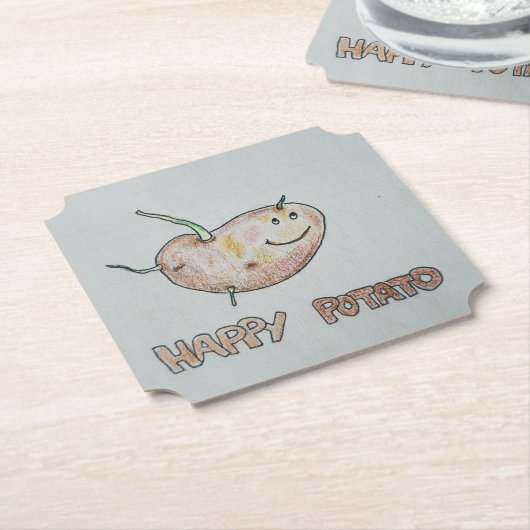 Happy Potato Paper-Onderzetter Kartonnen Onderzetters (Gekanteld)