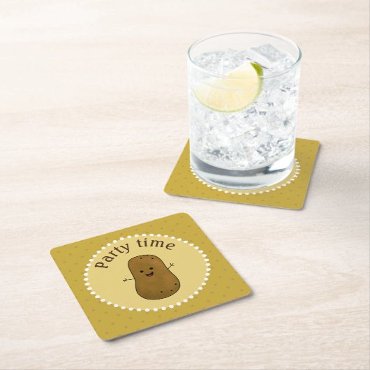 Happy Potato Party-tijd Kartonnen Onderzetters (Insitu)