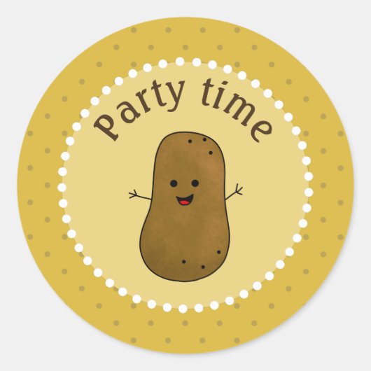 Happy Potato Party-tijd Ronde Sticker (Voorkant)