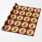 Happy Potato Party Time Deep Red Cadeaupapier (Uitgerold)